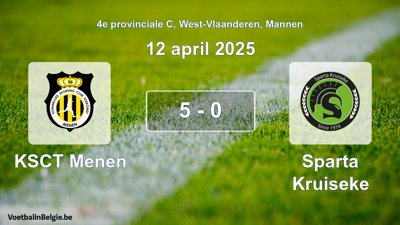 Played match men football: KSCT Menen - Sparta Kruiseke 5 - 0 (12 April 2025)