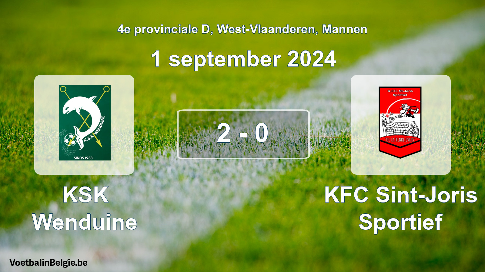 Gespeelde wedstrijd mannenvoetbal: KSK Wenduine - KFC Sint-Joris Sportief 2 - 0 (1 september 2024)