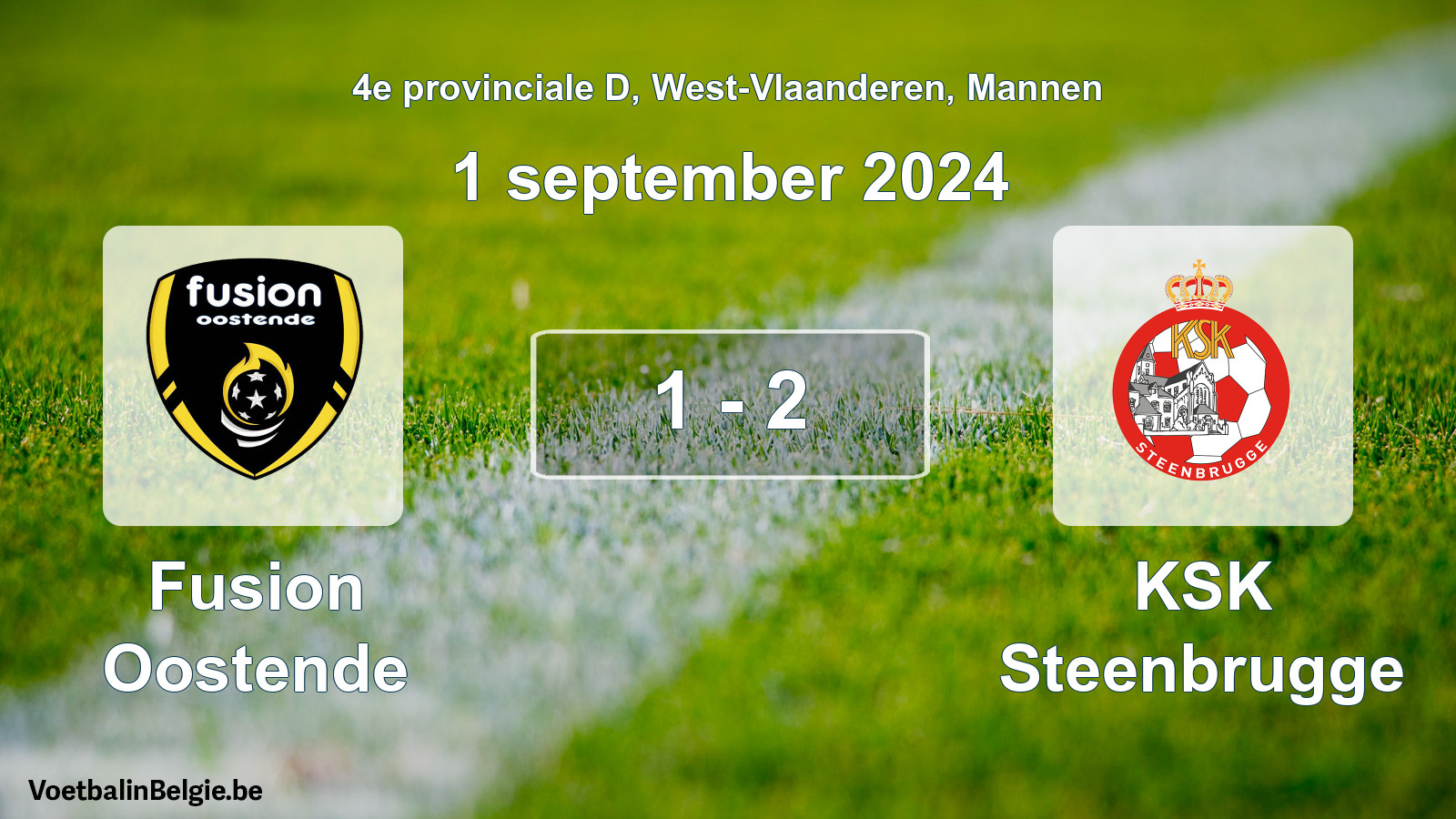 Gespeelde wedstrijd mannenvoetbal: Fusion Oostende - KSK Steenbrugge 1 - 2 (1 september 2024)