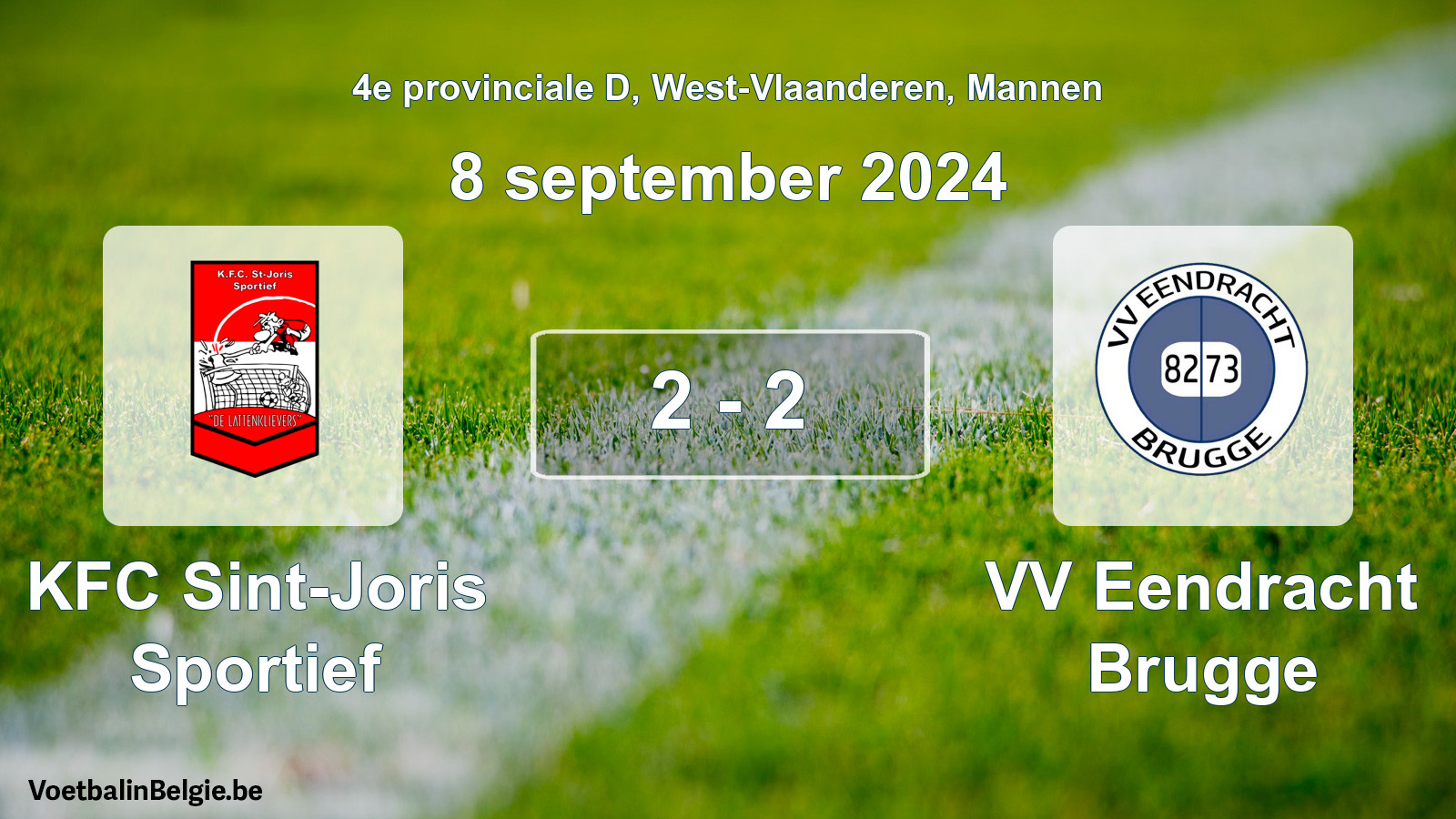 Gespeelde wedstrijd mannenvoetbal: KFC Sint-Joris Sportief - VV Eendracht Brugge 2 - 2 (8 september 2024)