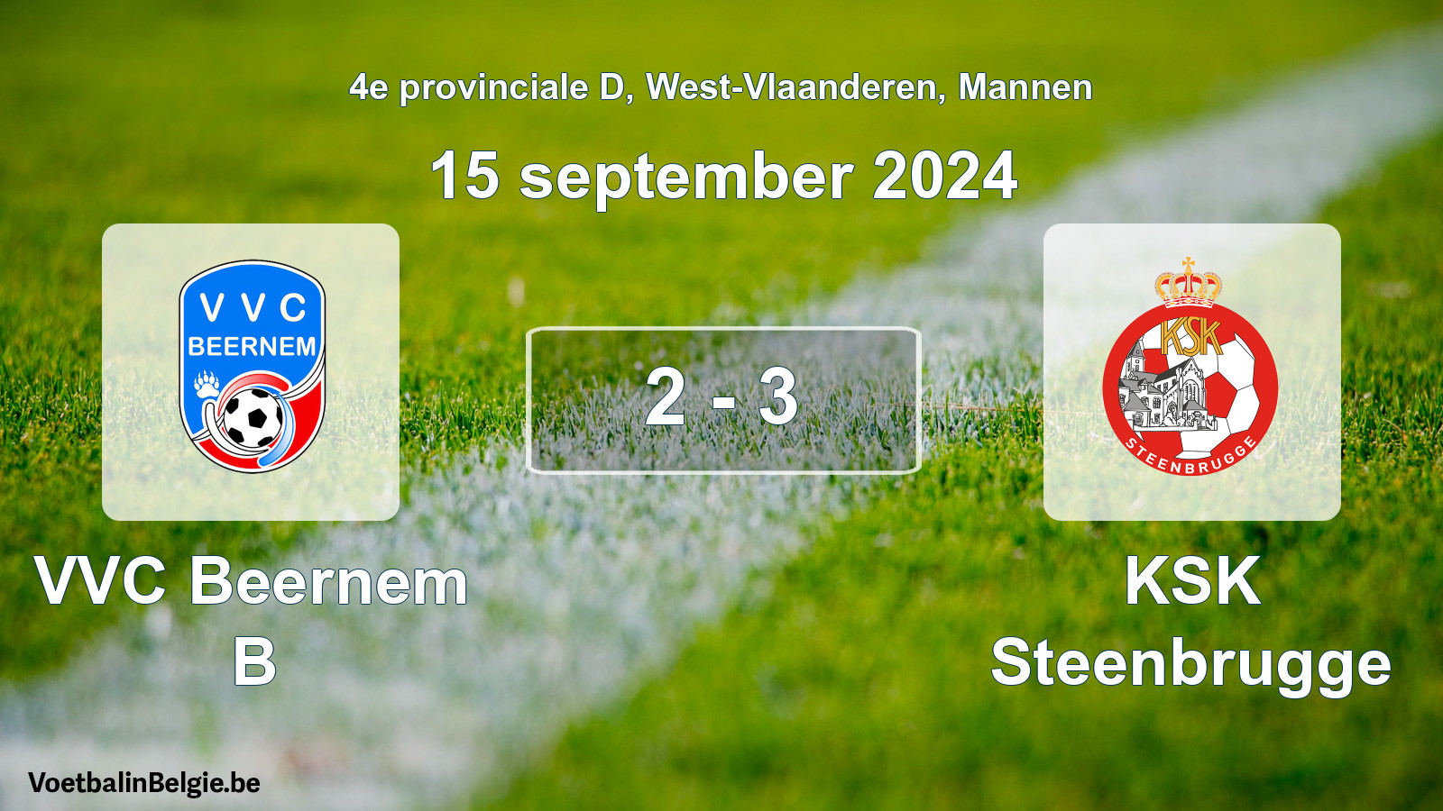 Gespeelde wedstrijd mannenvoetbal: VVC Beernem B - KSK Steenbrugge 2 - 3 (15 september 2024)