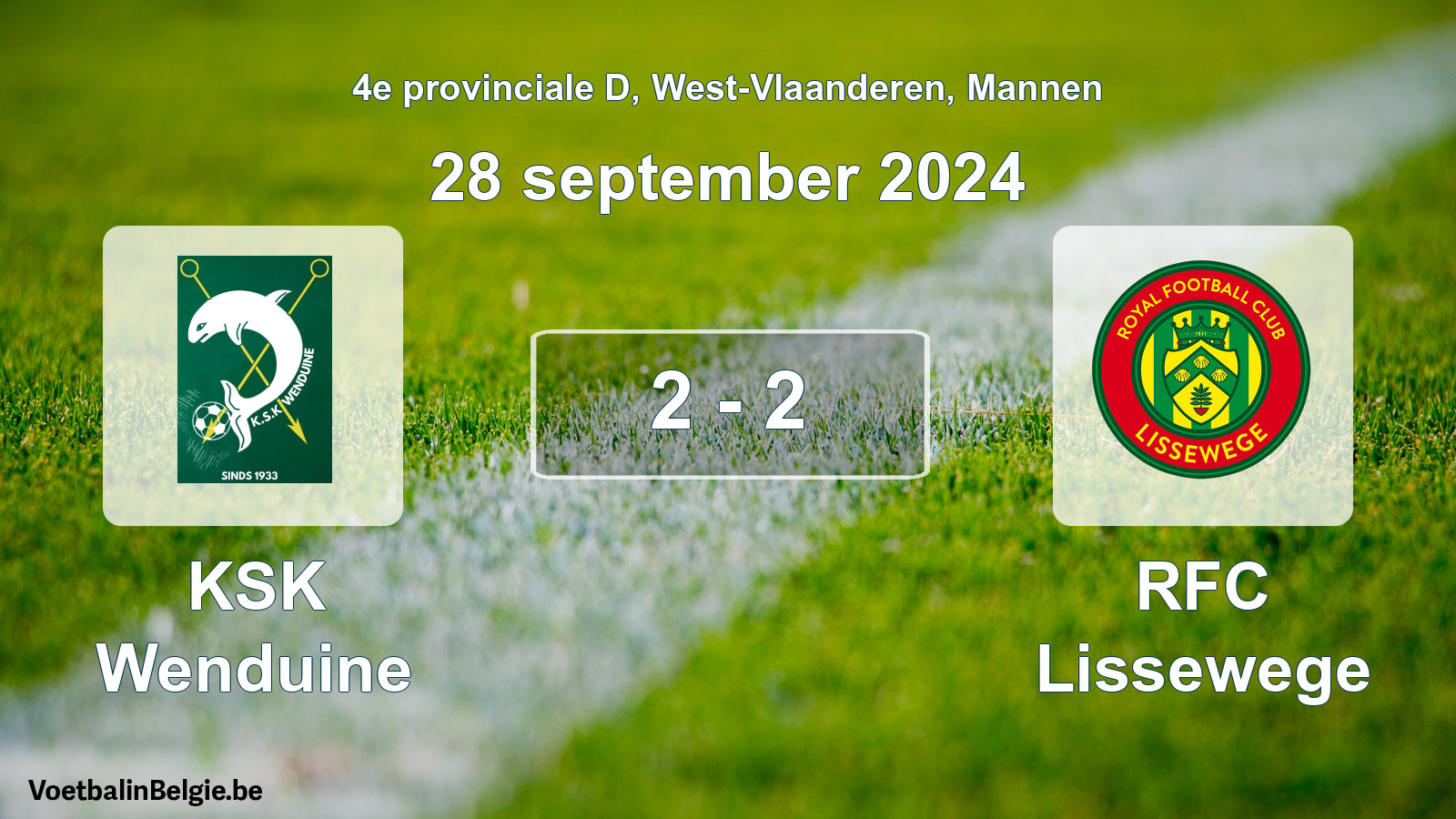 Played match men football: KSK Wenduine - RFC Lissewege 2 - 2 (28 September 2024)