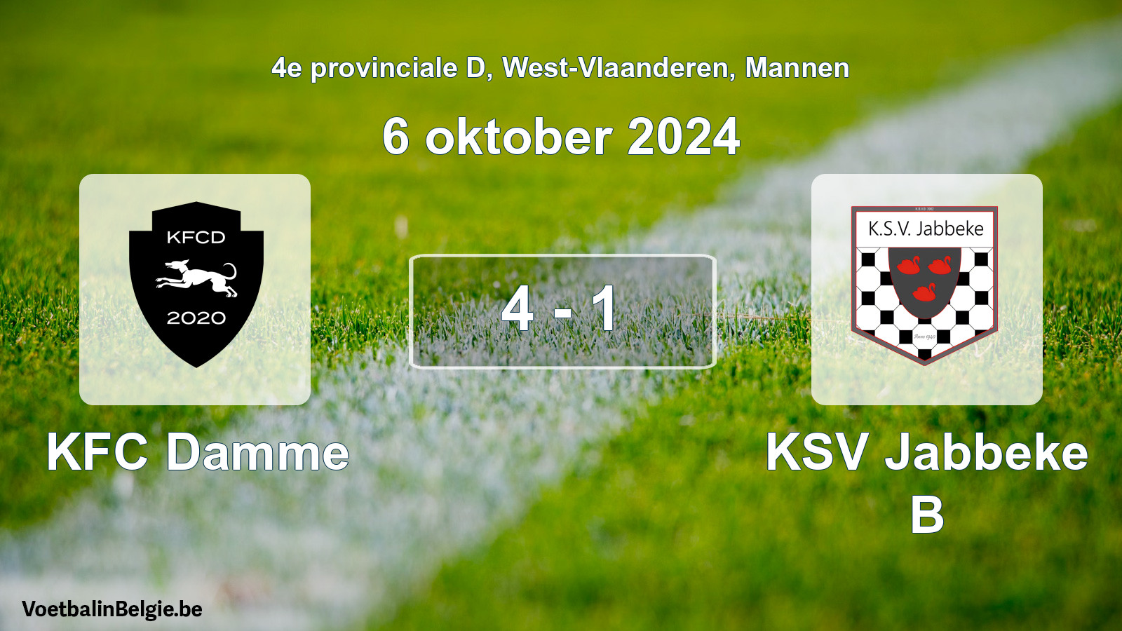 Played match men football: KFC Damme - KSV Jabbeke B 4 - 1 (6 October 2024)