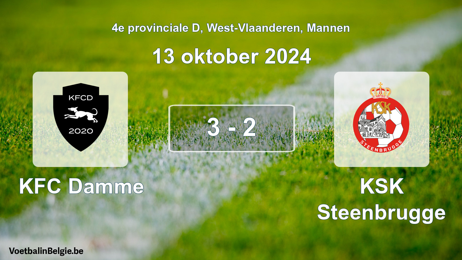 Gespeelde wedstrijd mannenvoetbal: KFC Damme - KSK Steenbrugge 3 - 2 (13 oktober 2024)