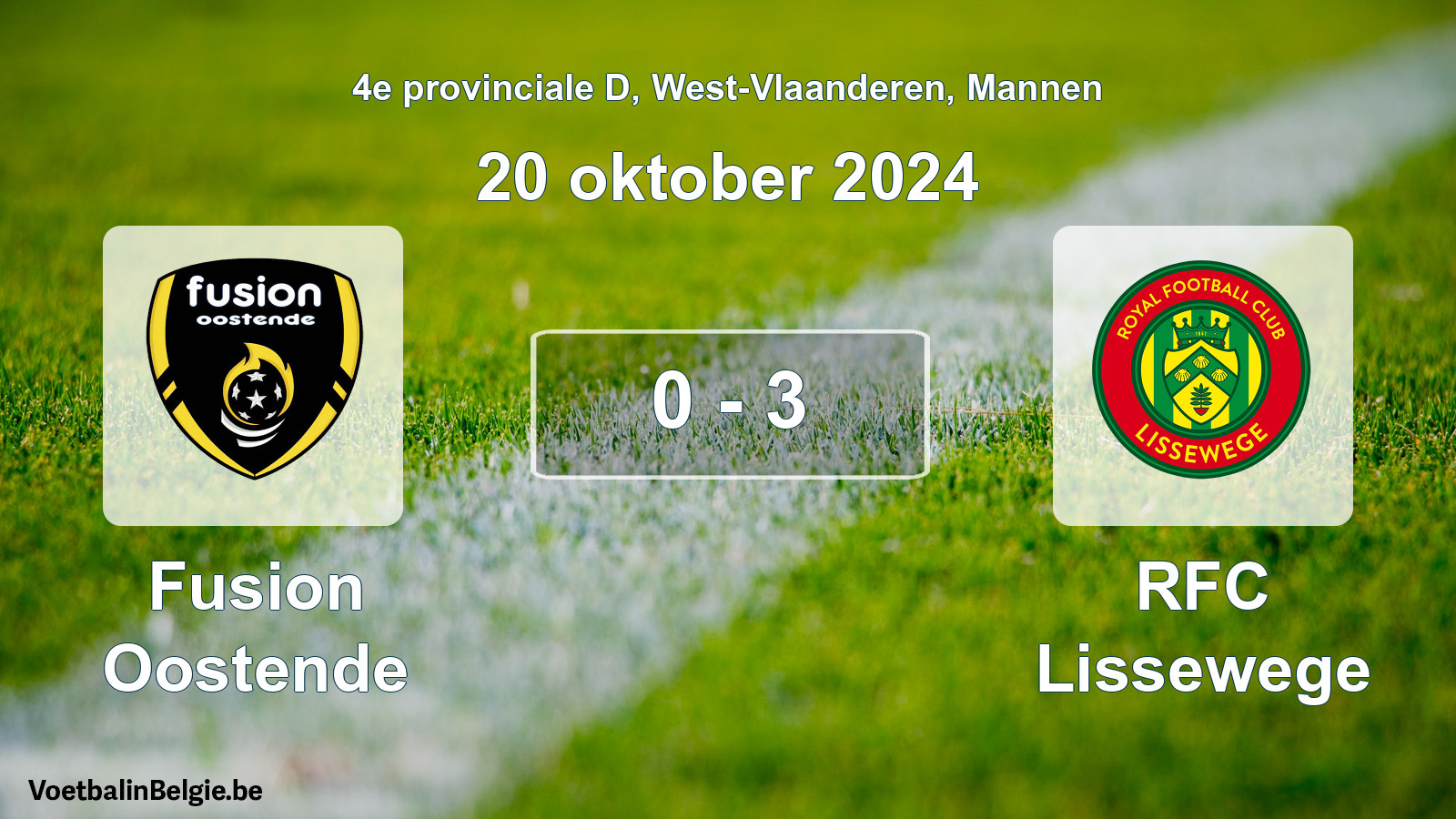 Gespeelde wedstrijd mannenvoetbal: Fusion Oostende - RFC Lissewege 0 - 3 (20 oktober 2024)