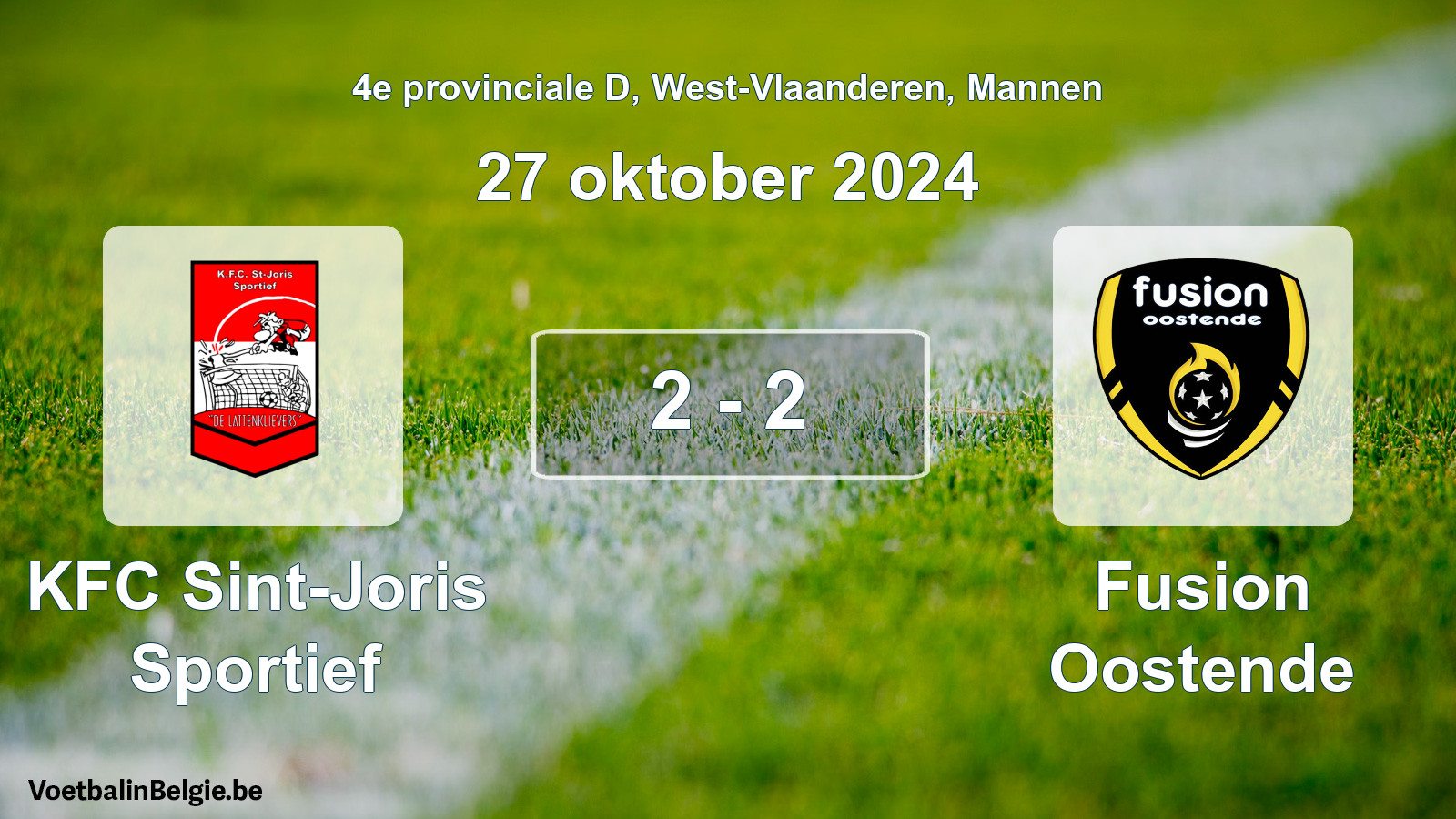 Gespeelde wedstrijd mannenvoetbal: KFC Sint-Joris Sportief - Fusion Oostende 2 - 2 (27 oktober 2024)