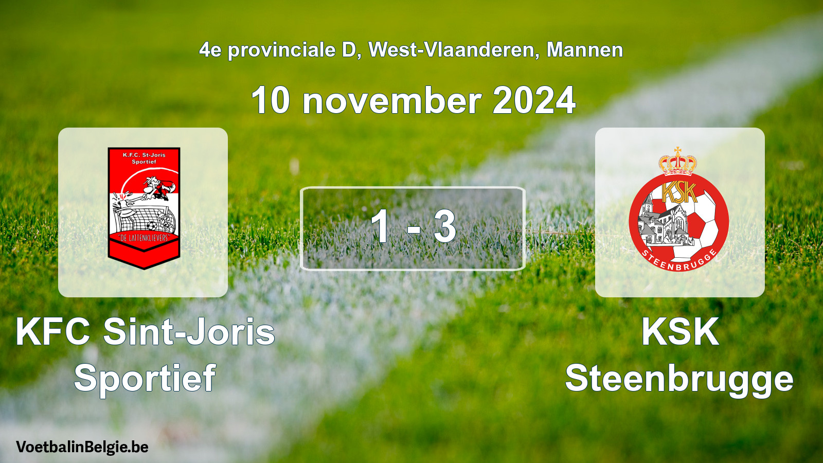 Gespeelde wedstrijd mannenvoetbal: KFC Sint-Joris Sportief - KSK Steenbrugge 1 - 3 (10 november 2024)