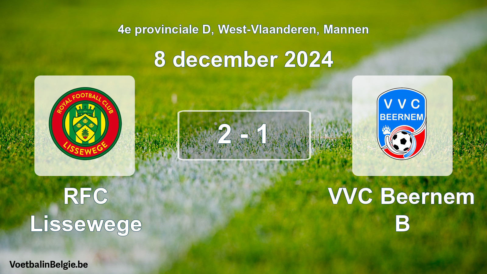 Played match men football: RFC Lissewege - VVC Beernem B 2 - 1 (8 December 2024)
