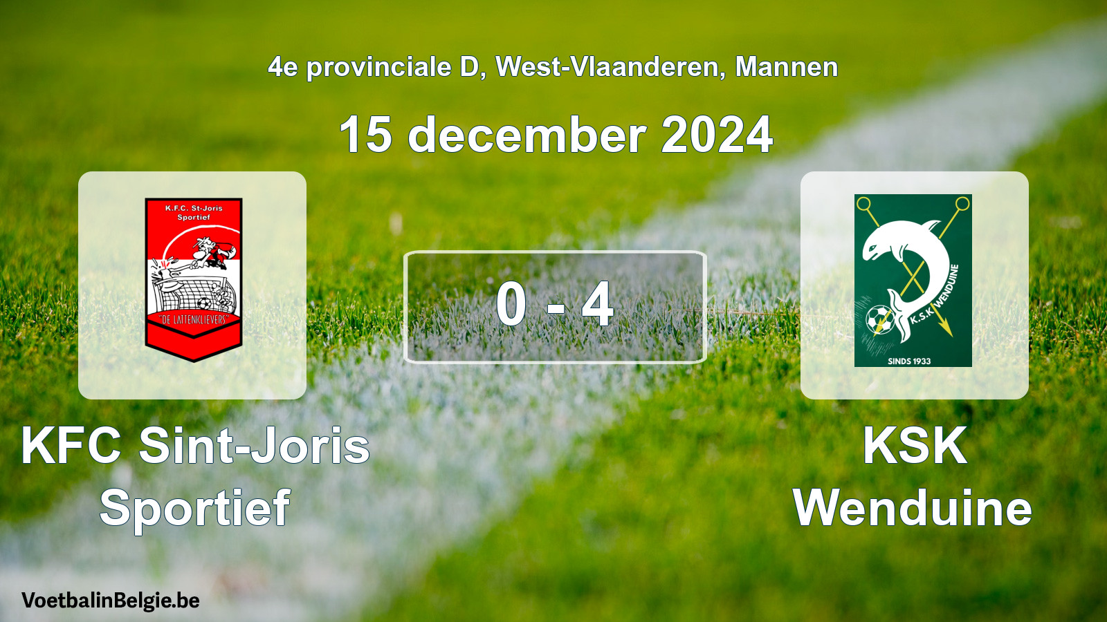 Gespeelde wedstrijd mannenvoetbal: KFC Sint-Joris Sportief - KSK Wenduine 0 - 4 (15 december 2024)