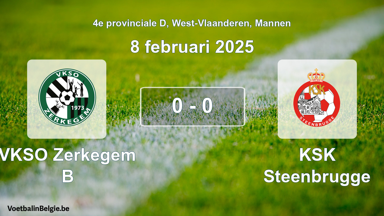Gespeelde wedstrijd mannenvoetbal: VKSO Zerkegem B - KSK Steenbrugge 0 - 0 (8 februari 2025)