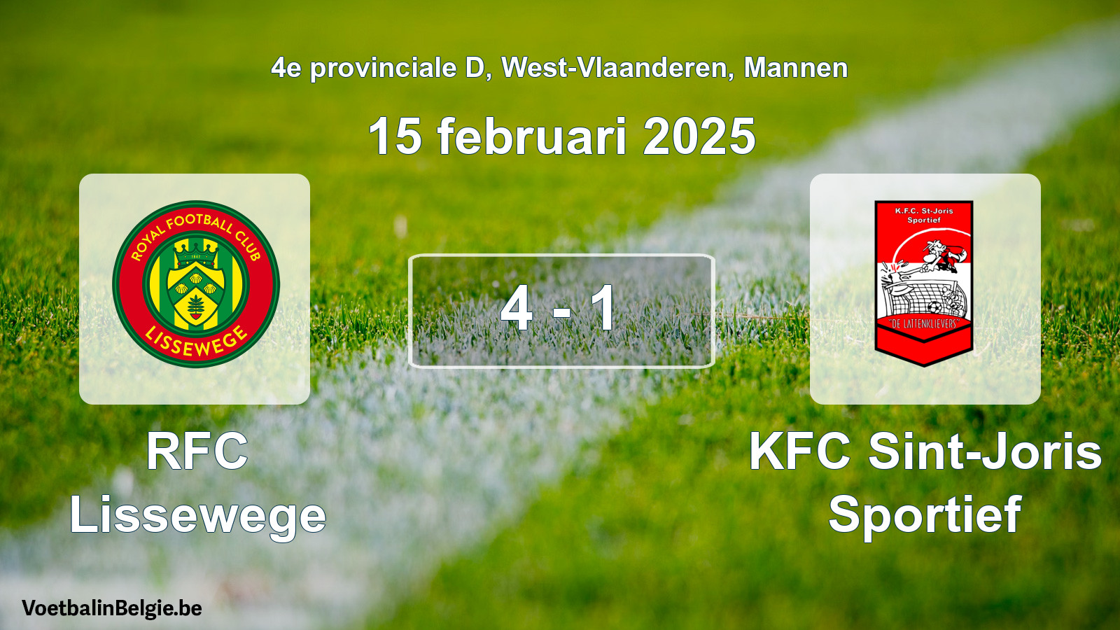 Gespeelde wedstrijd mannenvoetbal: RFC Lissewege - KFC Sint-Joris Sportief 4 - 1 (15 februari 2025)