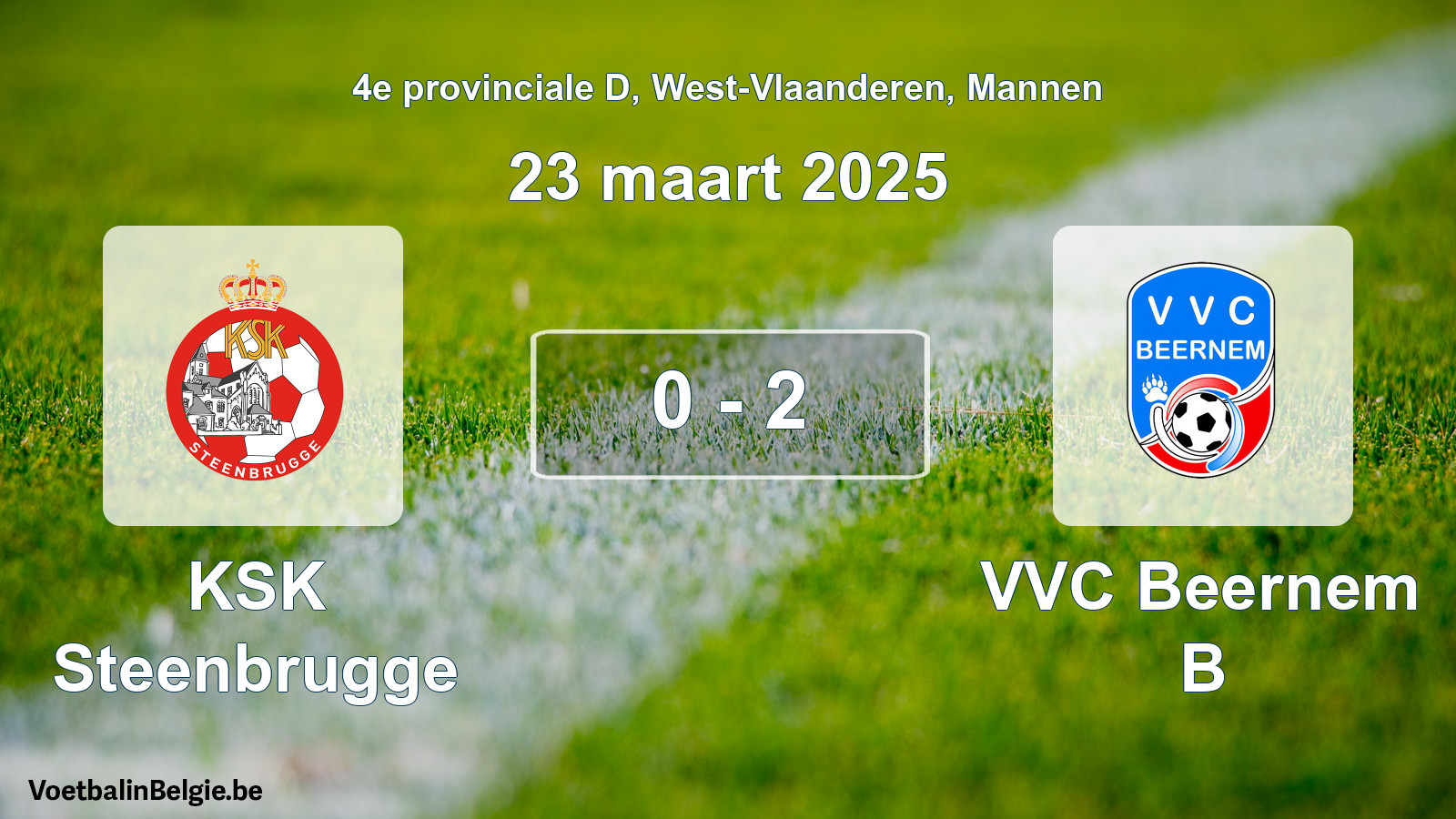 Gespeelde wedstrijd mannenvoetbal: KSK Steenbrugge - VVC Beernem B 0 - 2 (23 maart 2025)