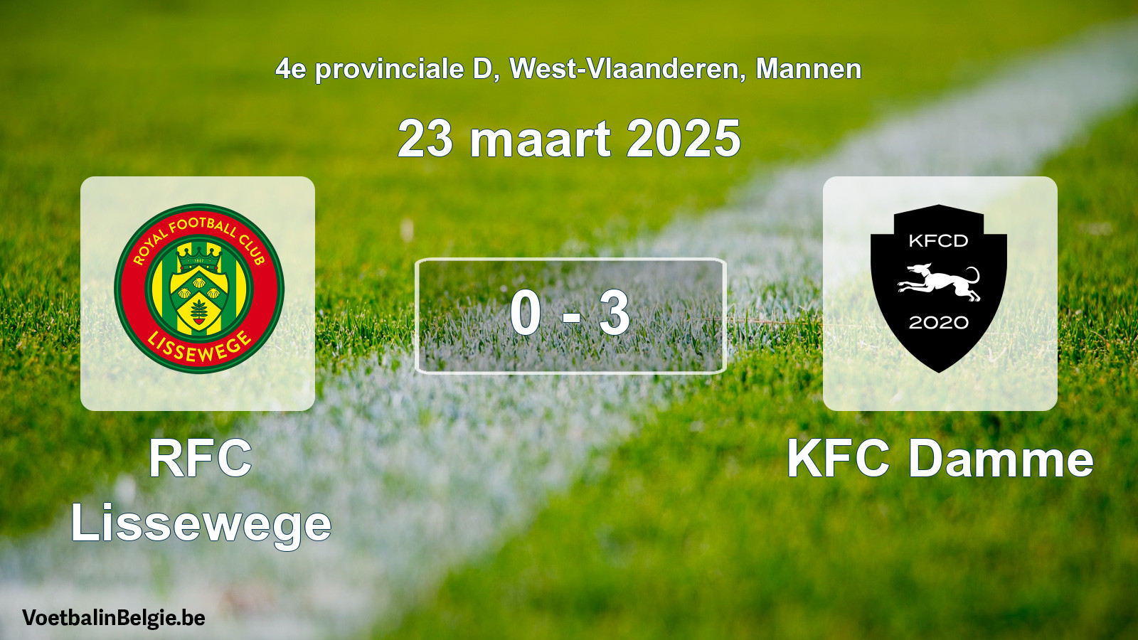 Played match men football: RFC Lissewege - KFC Damme 0 - 3 (23 March 2025)