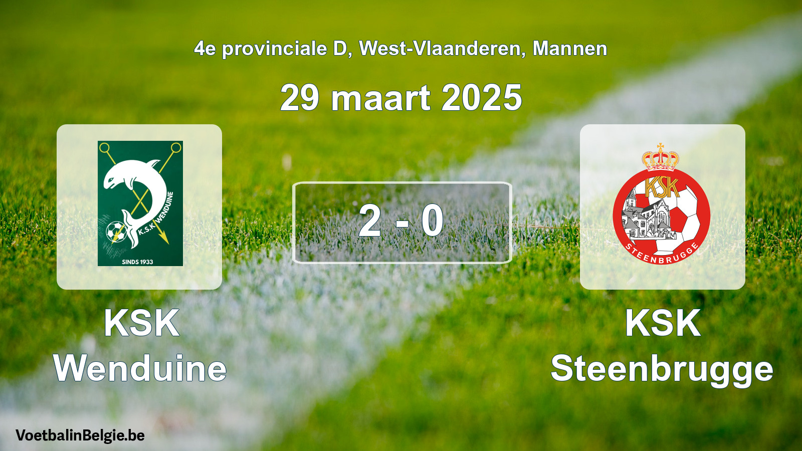 Gespeelde wedstrijd mannenvoetbal: KSK Wenduine - KSK Steenbrugge 2 - 0 (29 maart 2025)