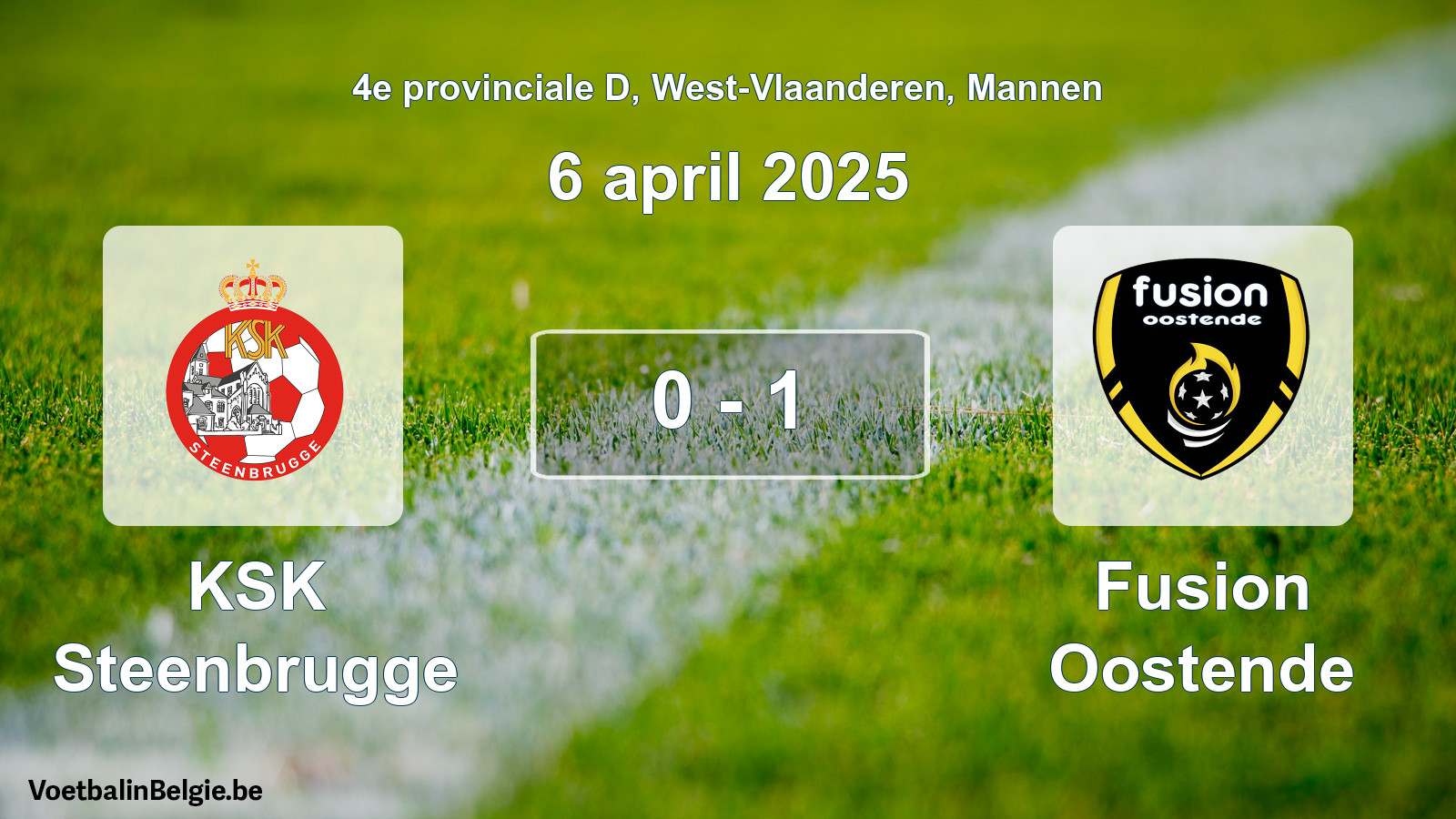 Gespeelde wedstrijd mannenvoetbal: KSK Steenbrugge - Fusion Oostende 0 - 1 (6 april 2025)