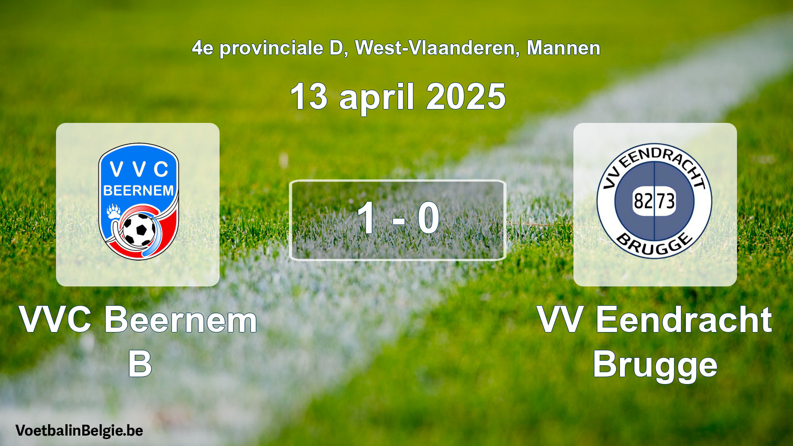Played match men football: VVC Beernem B - VV Eendracht Brugge 1 - 0 (13 April 2025)