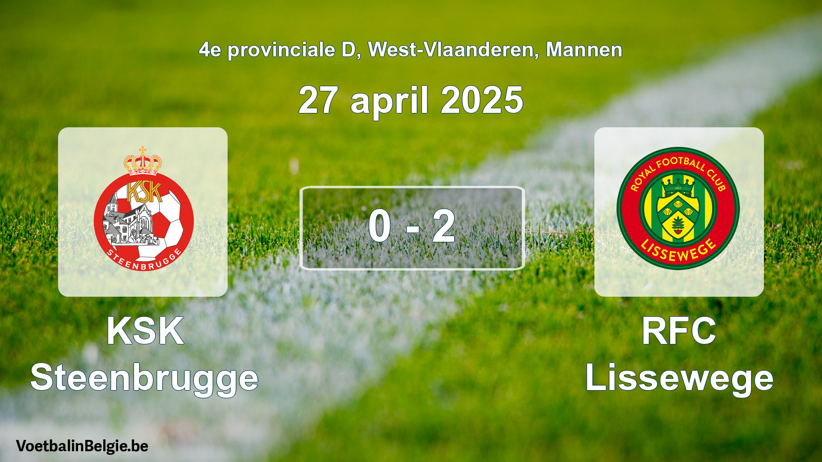Gespeelde wedstrijd mannenvoetbal: KSK Steenbrugge - RFC Lissewege 0 - 2 (27 april 2025)