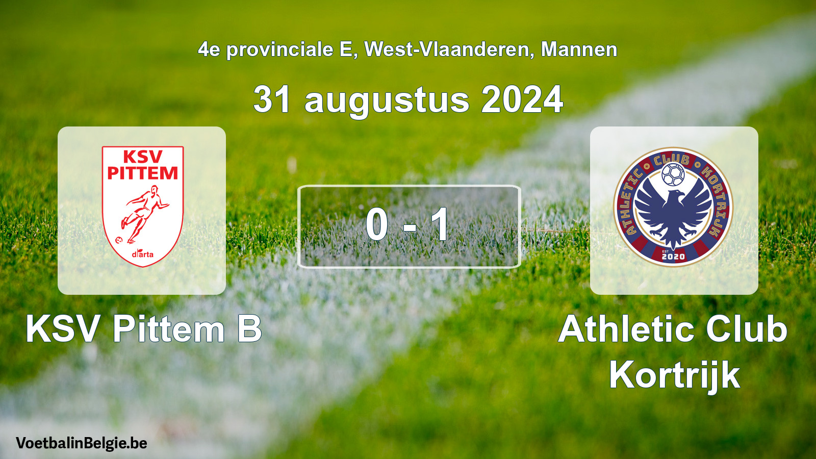 Gespeelde wedstrijd mannenvoetbal: KSV Pittem B - Athletic Club Kortrijk 0 - 1 (31 augustus 2024)