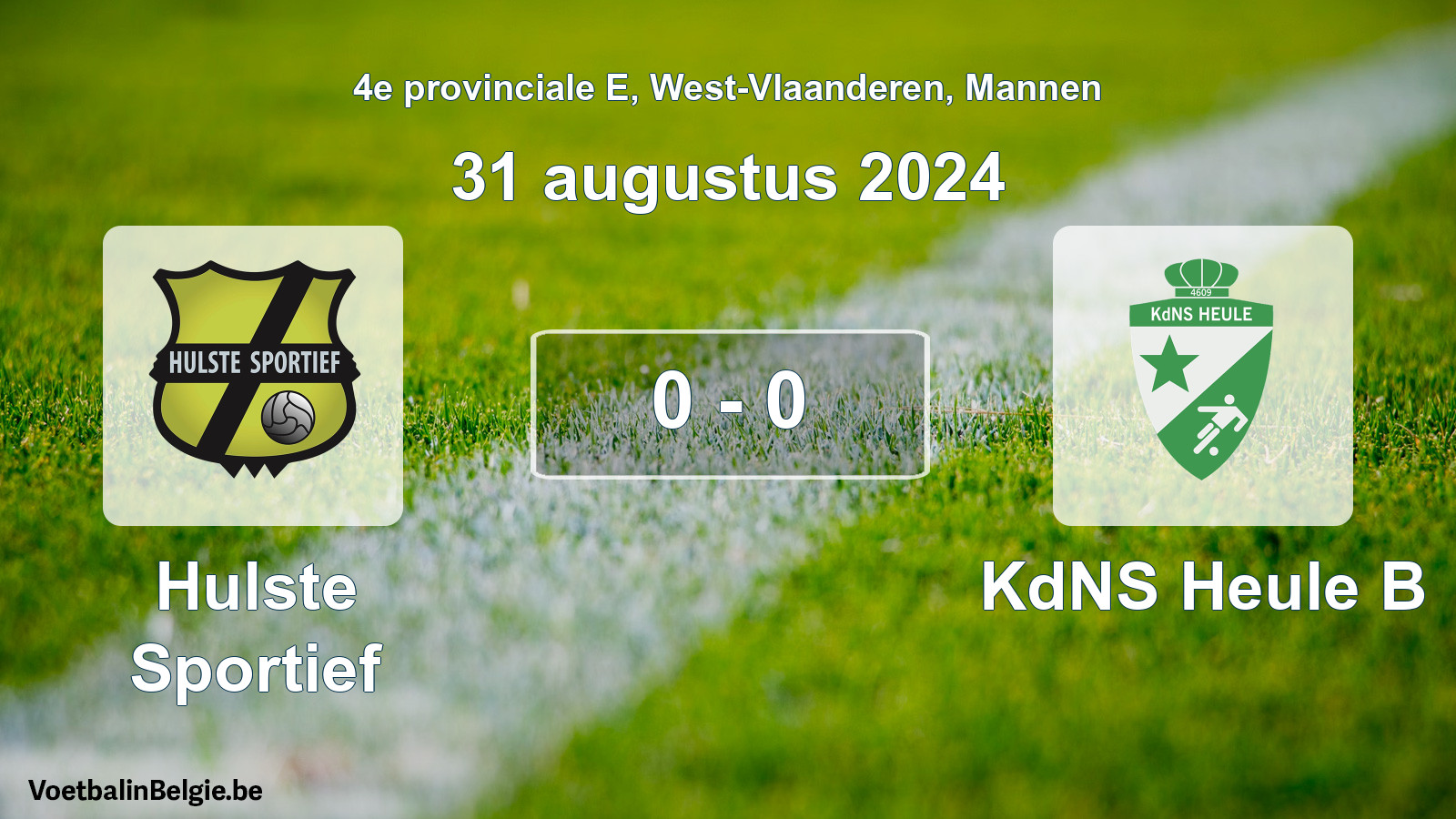 Gespeelde wedstrijd mannenvoetbal: Hulste Sportief - KdNS Heule B 0 - 0 (31 augustus 2024)