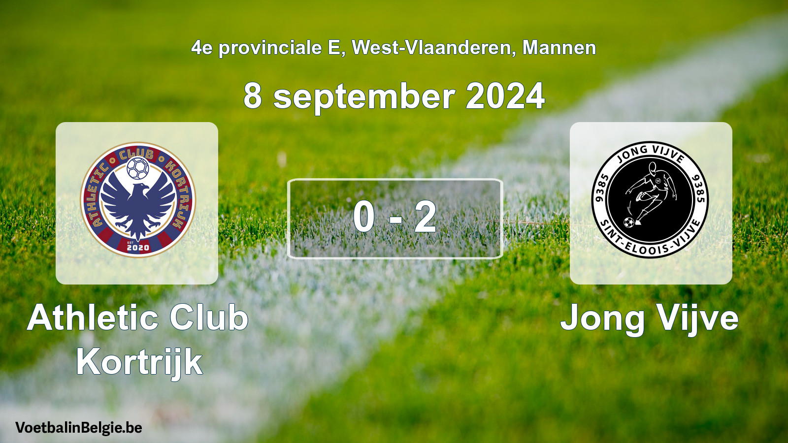 Gespieltes Spiel männer-Fußball: Athletic Club Kortrijk - Jong Vijve 0 - 2 (8 September 2024)
