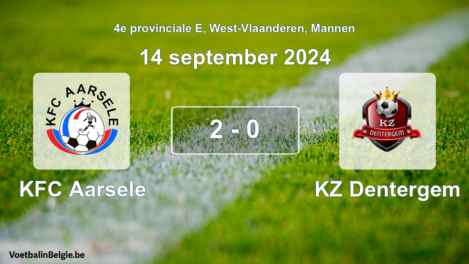 Gespeelde wedstrijd mannenvoetbal: KFC Aarsele - KZ Dentergem 2 - 0 (14 september 2024)