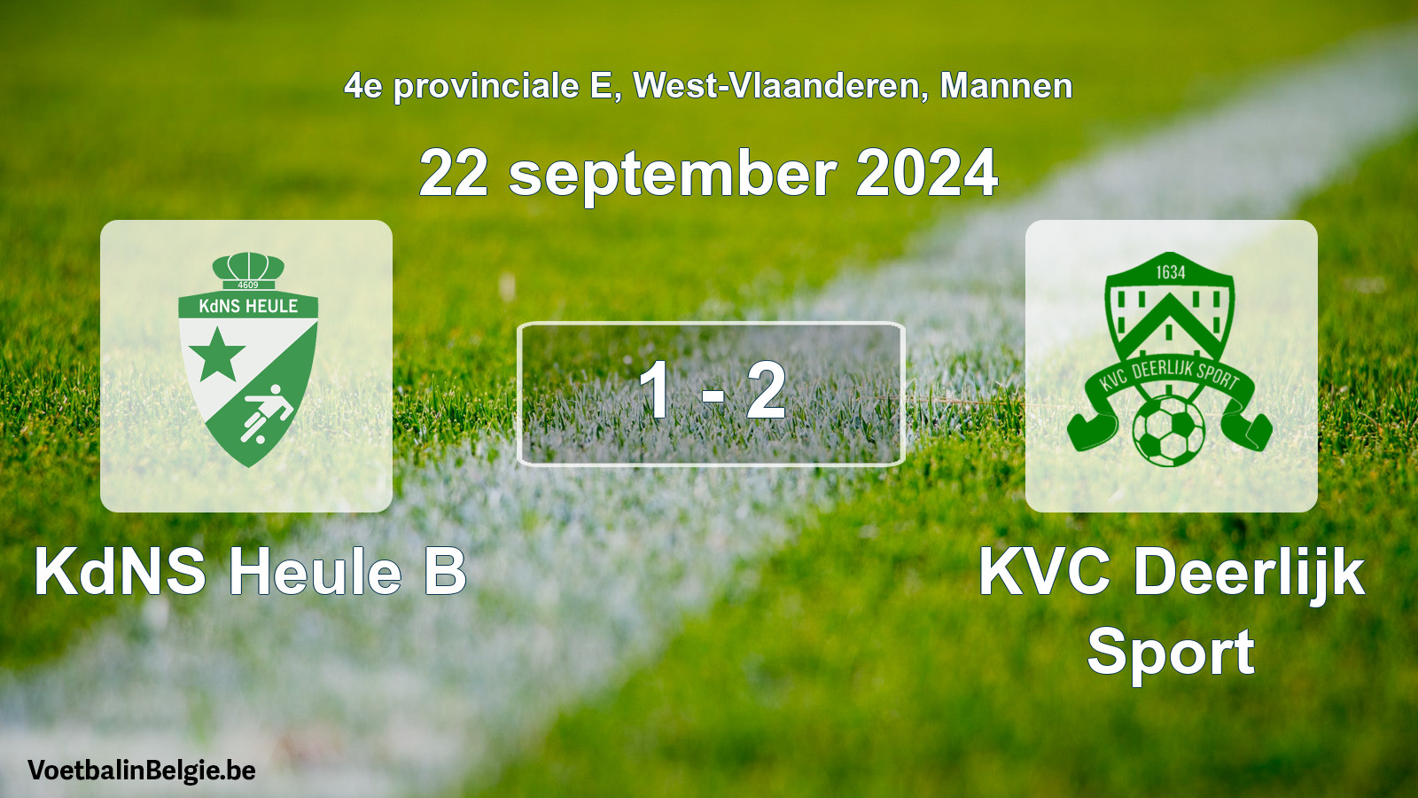Gespeelde wedstrijd mannenvoetbal: KdNS Heule B - KVC Deerlijk Sport 1 - 2 (22 september 2024)