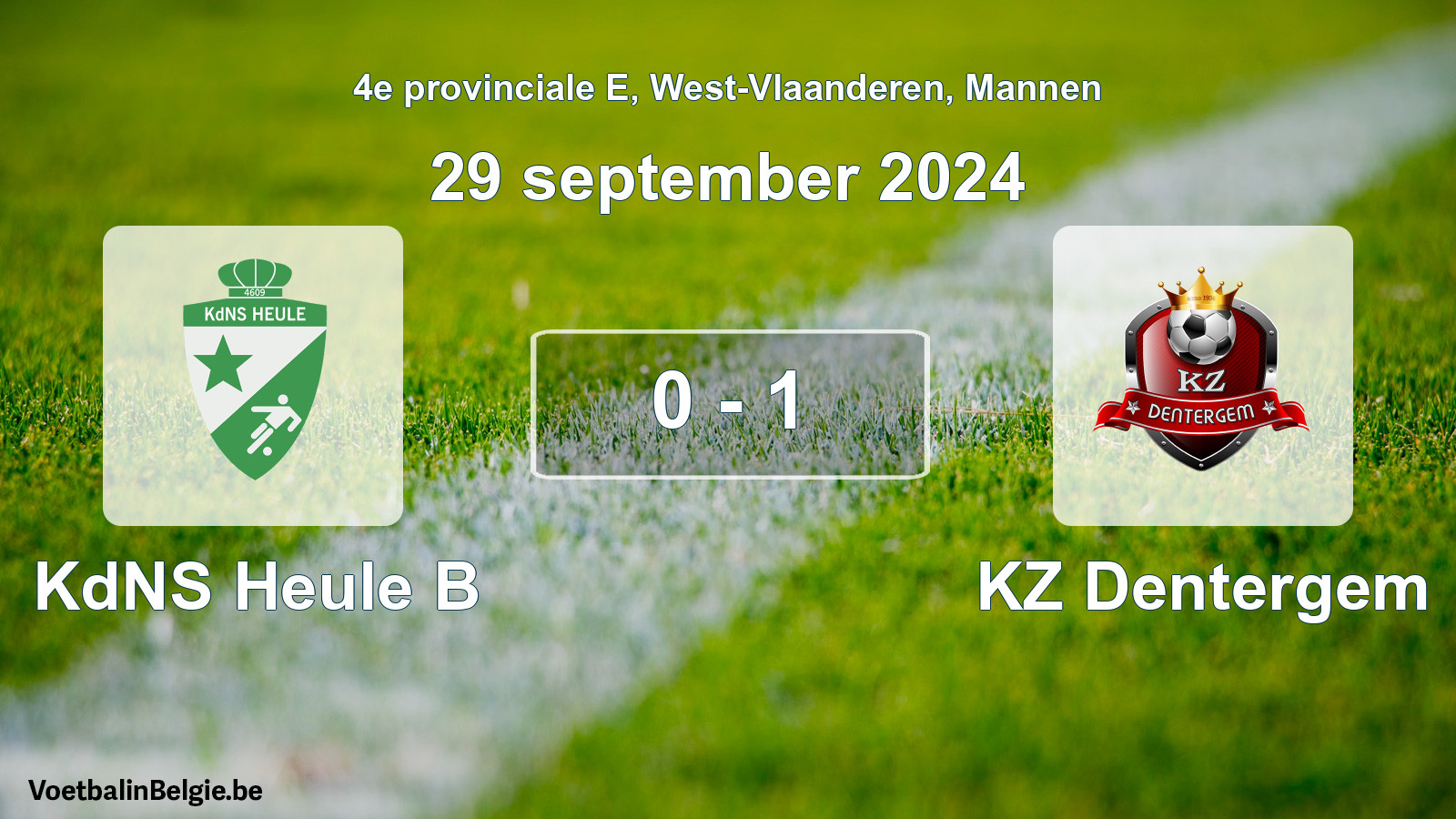 Gespeelde wedstrijd mannenvoetbal: KdNS Heule B - KZ Dentergem 0 - 1 (29 september 2024)