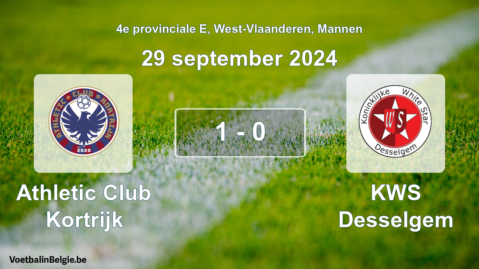 Gespieltes Spiel männer-Fußball: Athletic Club Kortrijk - KWS Desselgem 1 - 0 (29 September 2024)