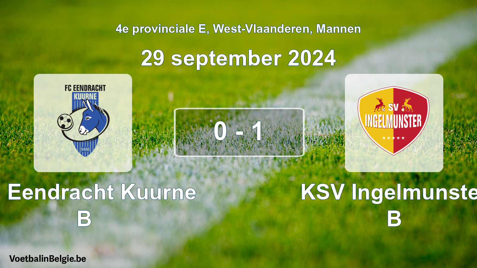 Gespeelde wedstrijd mannenvoetbal: FC Eendracht Kuurne B - KSV Ingelmunster B 0 - 1 (29 september 2024)