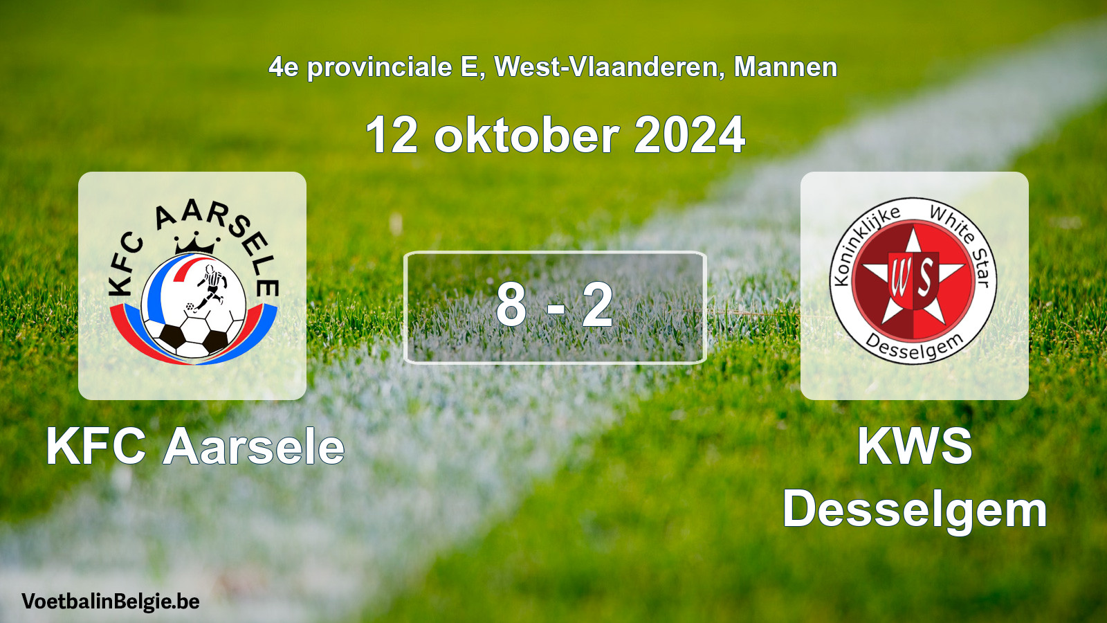 Gespeelde wedstrijd mannenvoetbal: KFC Aarsele - KWS Desselgem 8 - 2 (12 oktober 2024)