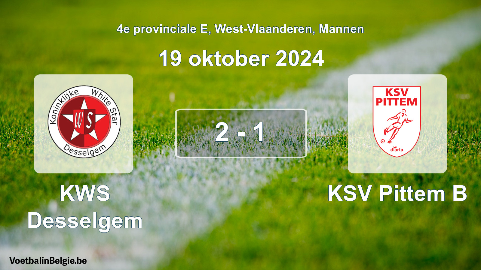 Gespeelde wedstrijd mannenvoetbal: KWS Desselgem - KSV Pittem B 2 - 1 (19 oktober 2024)