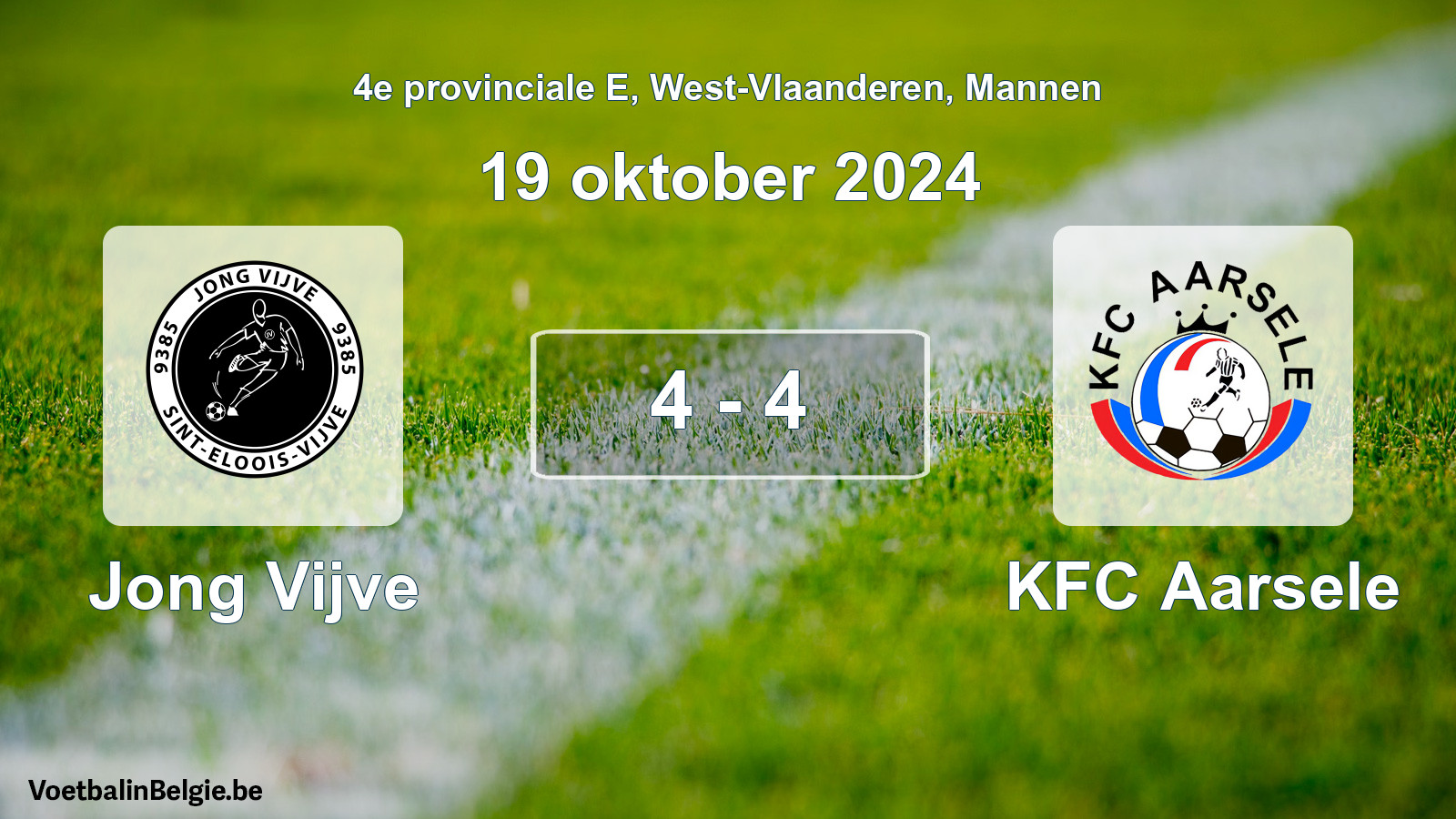 Gespeelde wedstrijd mannenvoetbal: Jong Vijve - KFC Aarsele 4 - 4 (19 oktober 2024)