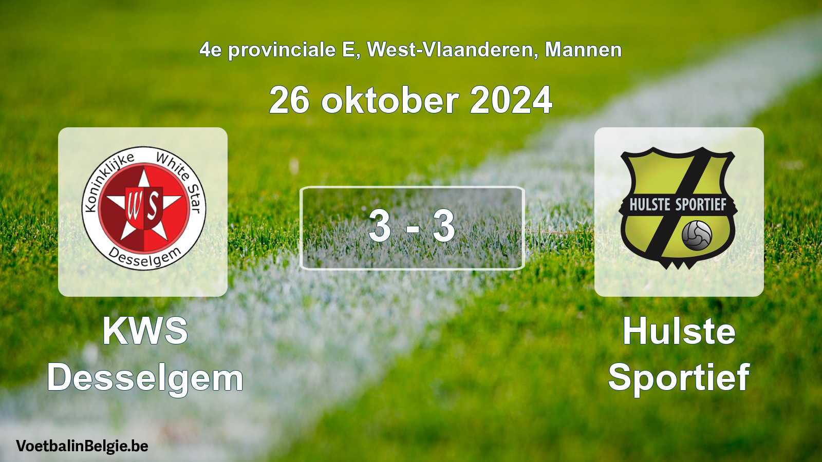 Gespieltes Spiel männer-Fußball: KWS Desselgem - Hulste Sportief 3 - 3 (26 Oktober 2024)