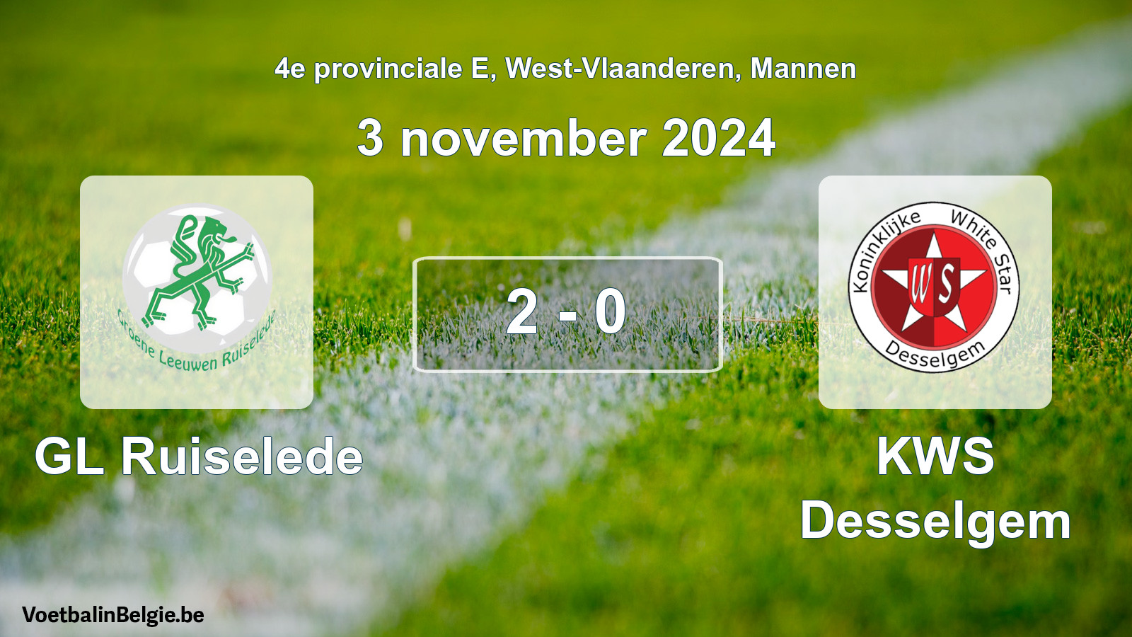 Played match men football: GL Ruiselede - KWS Desselgem 2 - 0 (3 November 2024)