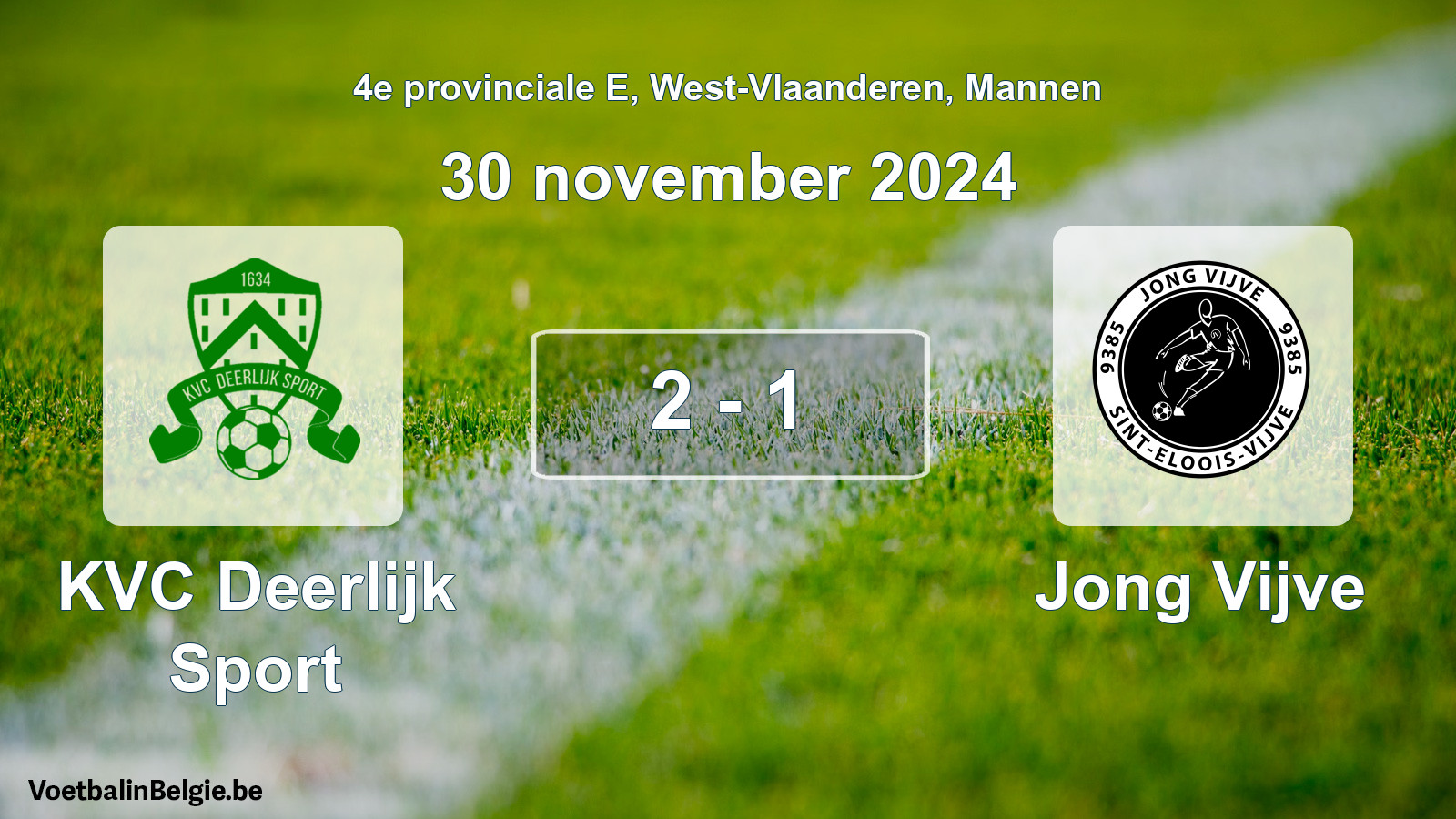Gespeelde wedstrijd mannenvoetbal: KVC Deerlijk Sport - Jong Vijve 2 - 1 (30 november 2024)