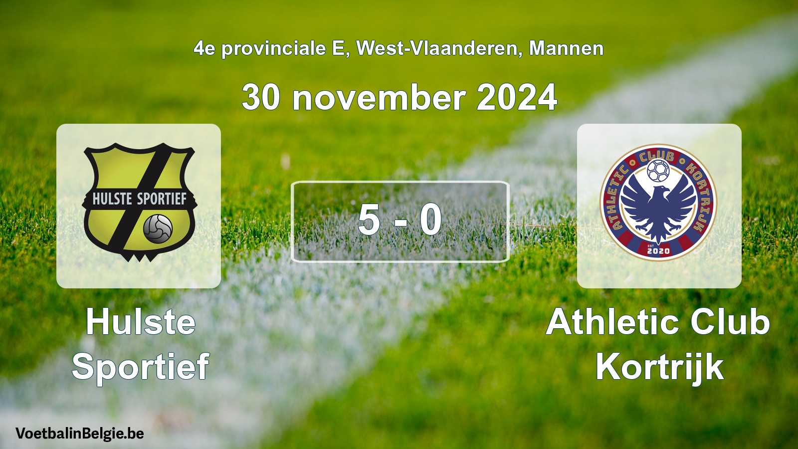 Gespieltes Spiel männer-Fußball: Hulste Sportief - Athletic Club Kortrijk 5 - 0 (30 November 2024)