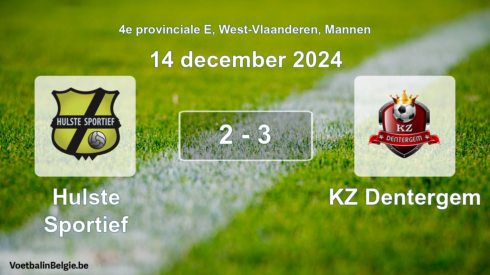 Gespeelde wedstrijd mannenvoetbal: Hulste Sportief - KZ Dentergem 2 - 3 (14 december 2024)