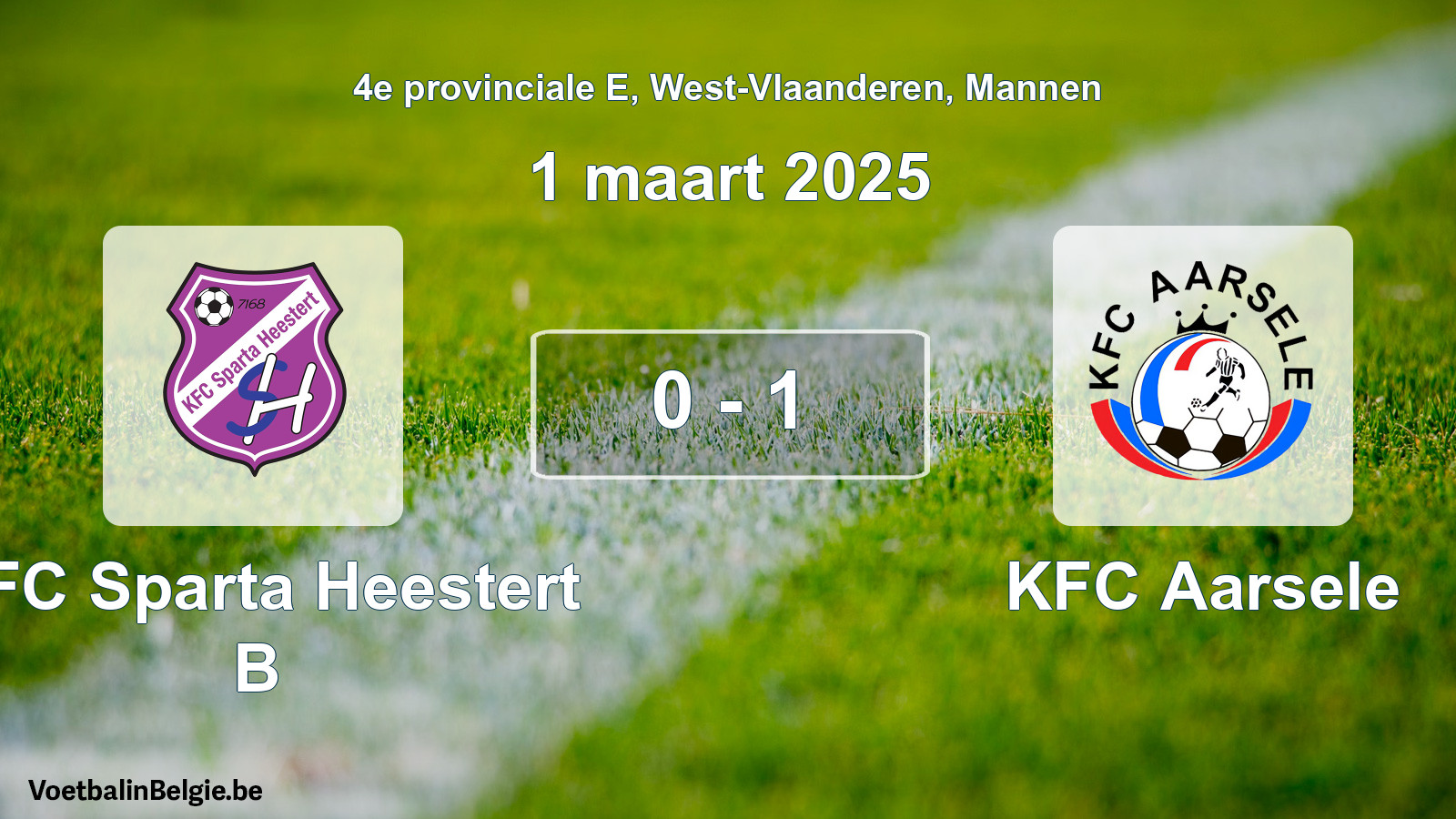 Gespeelde wedstrijd mannenvoetbal: KFC Sparta Heestert B - KFC Aarsele 0 - 1 (1 maart 2025)