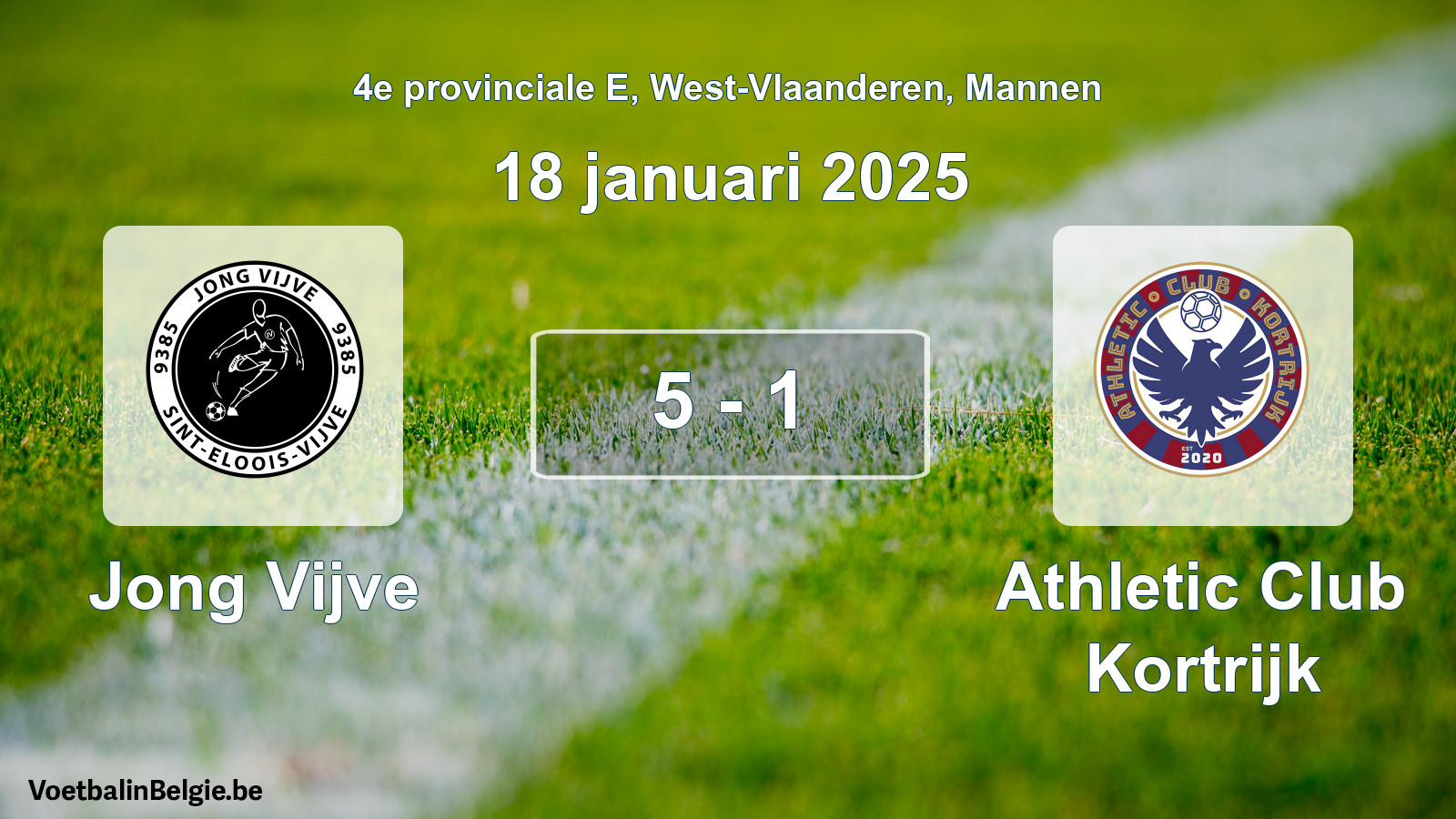 Gespieltes Spiel männer-Fußball: Jong Vijve - Athletic Club Kortrijk 5 - 1 (18 Januar 2025)