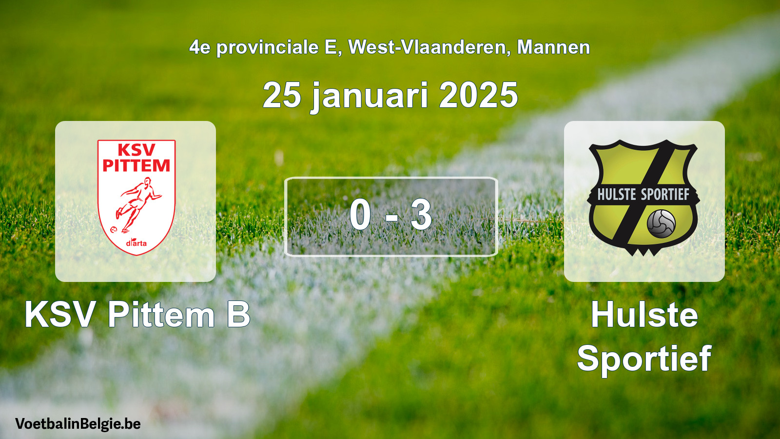 Gespeelde wedstrijd mannenvoetbal: KSV Pittem B - Hulste Sportief 0 - 3 (25 januari 2025)