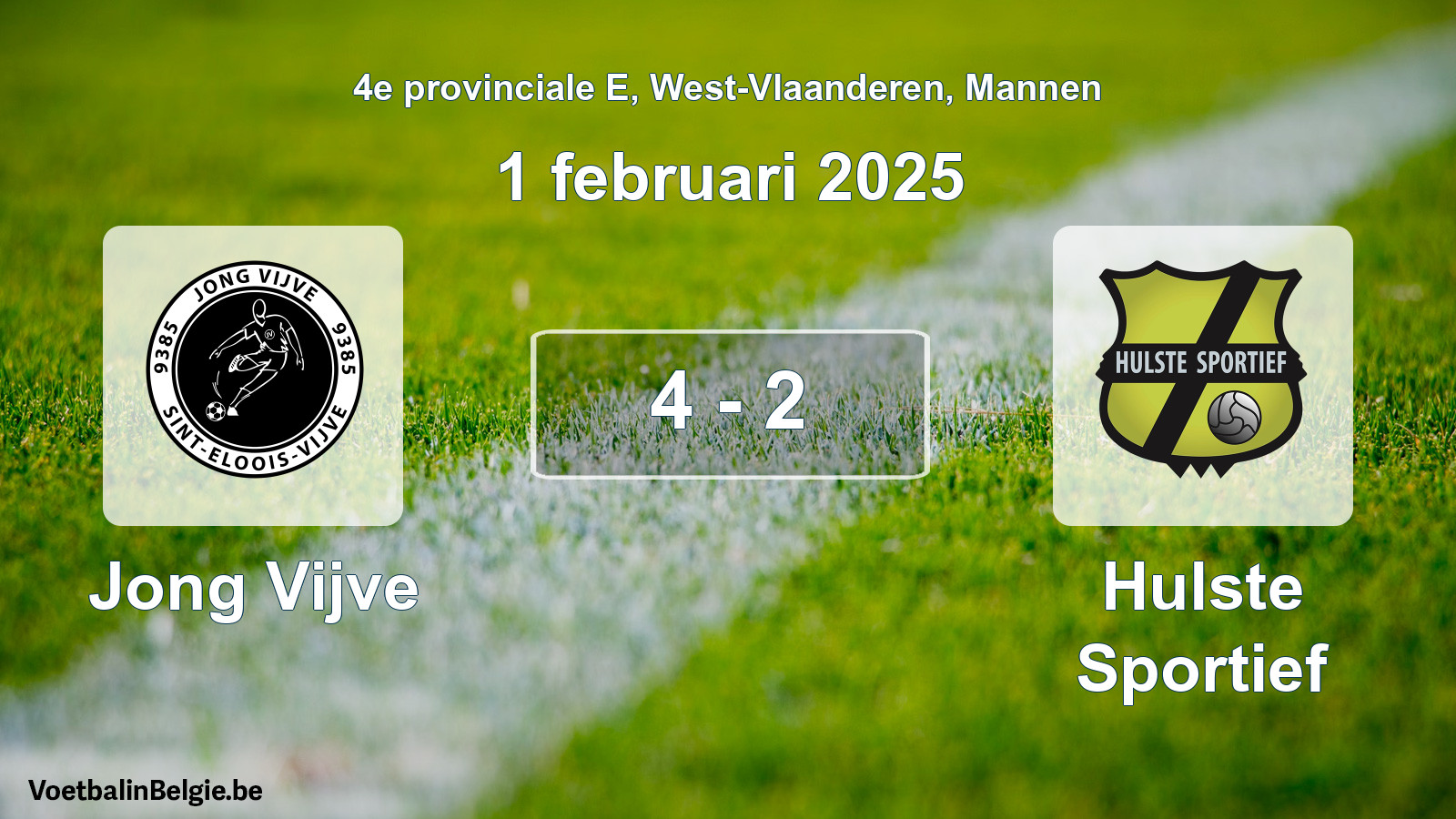 Gespieltes Spiel männer-Fußball: Jong Vijve - Hulste Sportief 4 - 2 (1 Februar 2025)