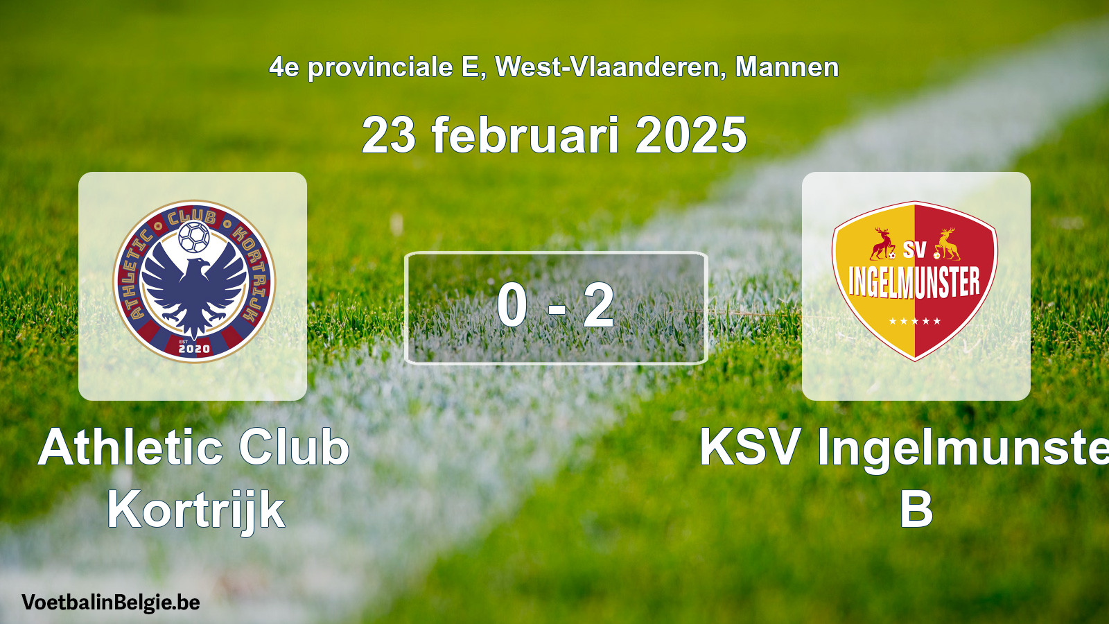 Gespeelde wedstrijd mannenvoetbal: Athletic Club Kortrijk - KSV Ingelmunster B 0 - 2 (23 februari 2025)