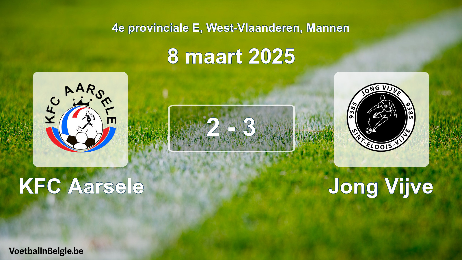 Gespeelde wedstrijd mannenvoetbal: KFC Aarsele - Jong Vijve 2 - 3 (8 maart 2025)