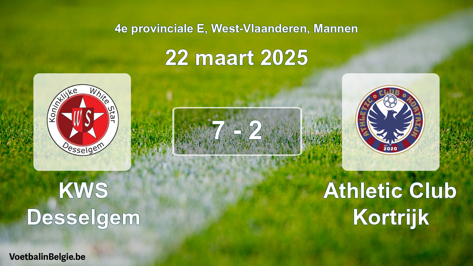 Played match men football: KWS Desselgem - Athletic Club Kortrijk 7 - 2 (22 March 2025)