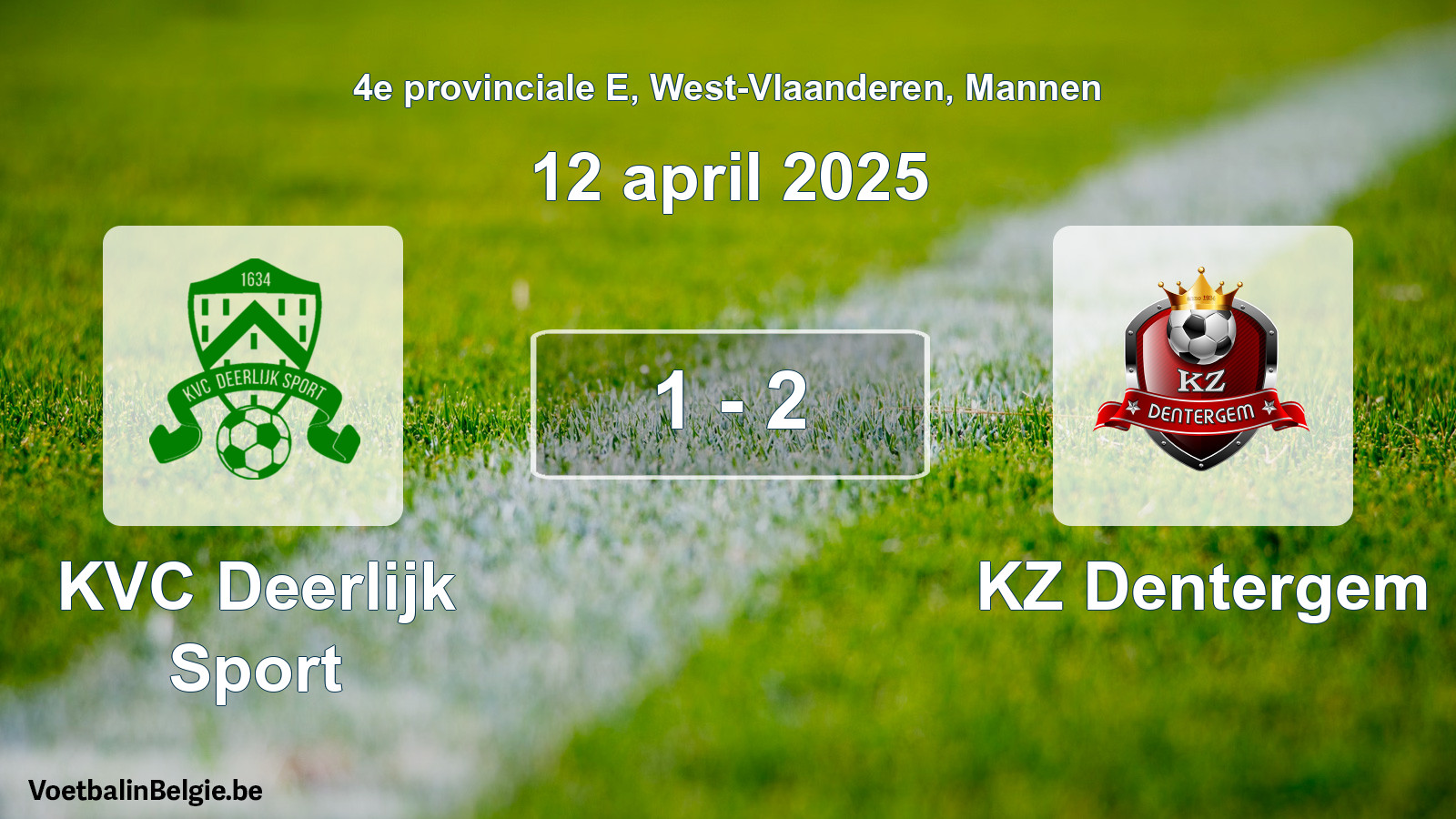 Gespeelde wedstrijd mannenvoetbal: KVC Deerlijk Sport - KZ Dentergem 1 - 2 (12 april 2025)