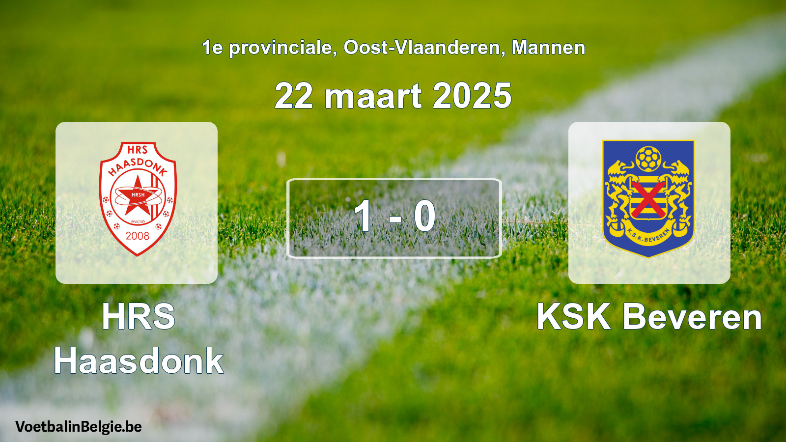 Gespeelde wedstrijd mannenvoetbal: HRS Haasdonk - KSK Beveren 1 - 0 (22 maart 2025)