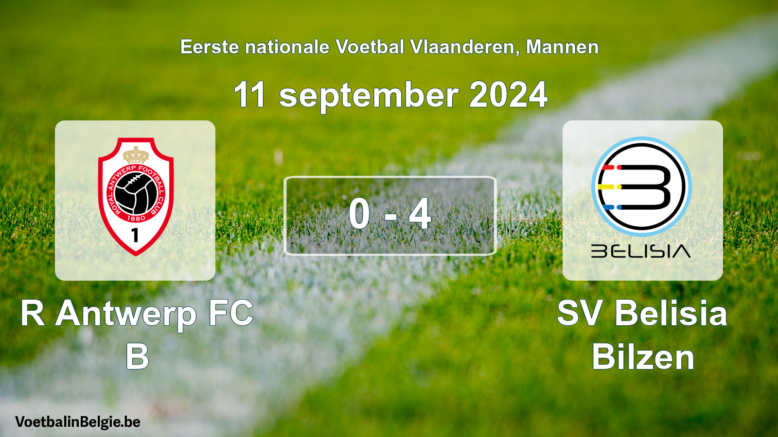 Gespeelde wedstrijd mannenvoetbal: R Antwerp FC B - SV Belisia Bilzen 0 - 4 (11 september 2024)