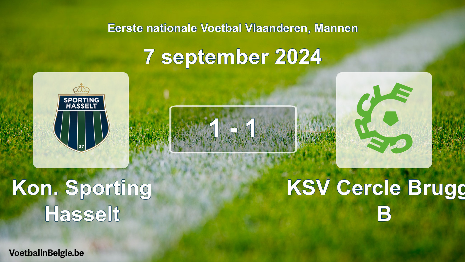 Gespeelde wedstrijd mannenvoetbal: Kon. Sporting Hasselt - KSV Cercle Brugge B 1 - 1 (7 september 2024)