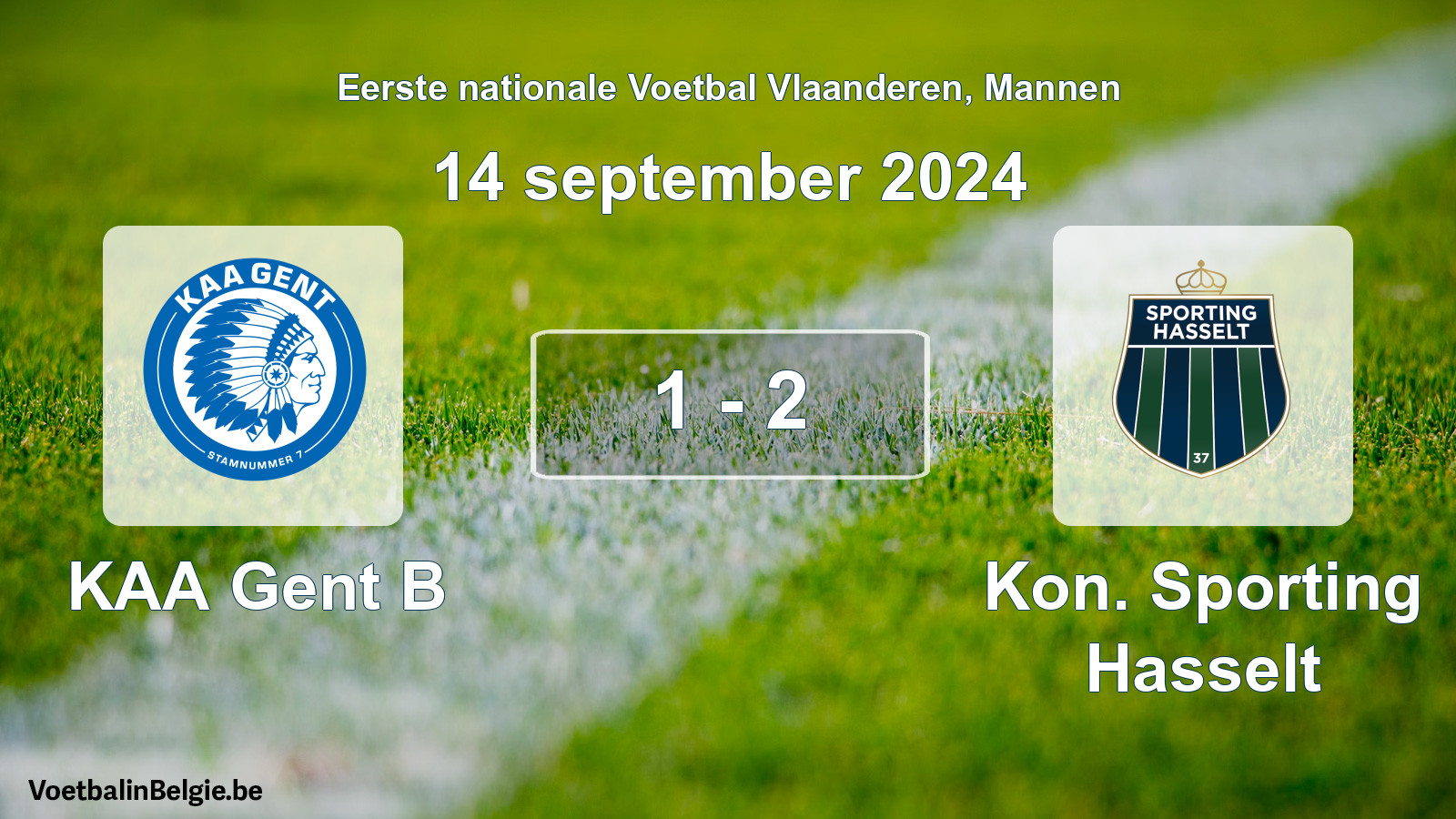Gespeelde wedstrijd mannenvoetbal: KAA Gent B - Kon. Sporting Hasselt 1 - 2 (14 september 2024)