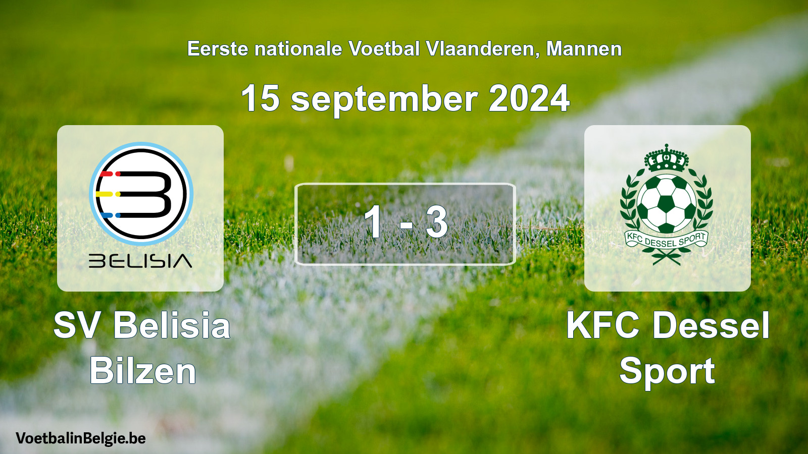Gespeelde wedstrijd mannenvoetbal: SV Belisia Bilzen - KFC Dessel Sport 1 - 3 (15 september 2024)